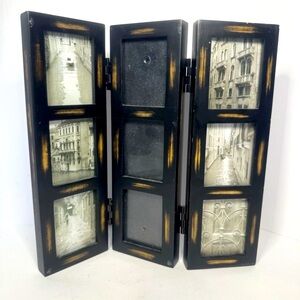 Umbra Mini Shoji Picture Frame Black Wood Tabletop Holds 1.5" x 2" Photos (x9)
